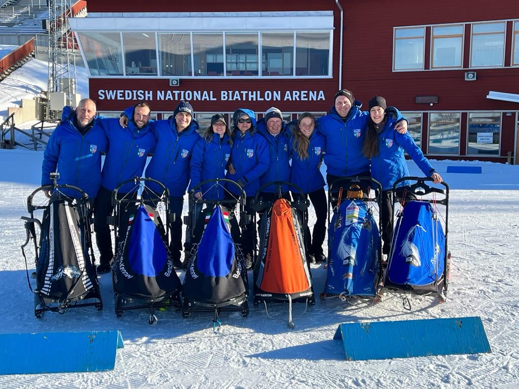 Nazionale di sleddog italiana a Östersund 2022 in Svezia