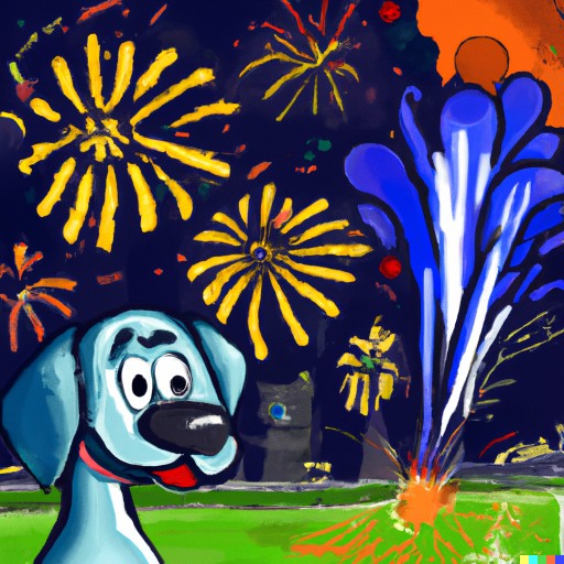 cane e fuochi d'artificio