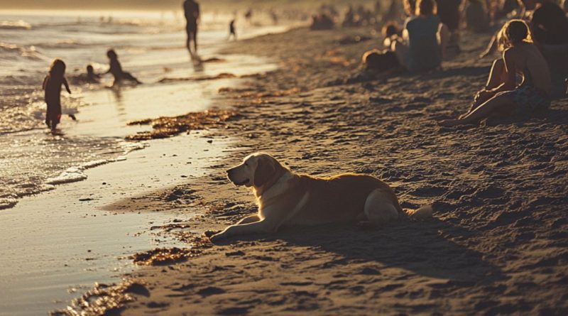 cane rilassato in una spiaggioa