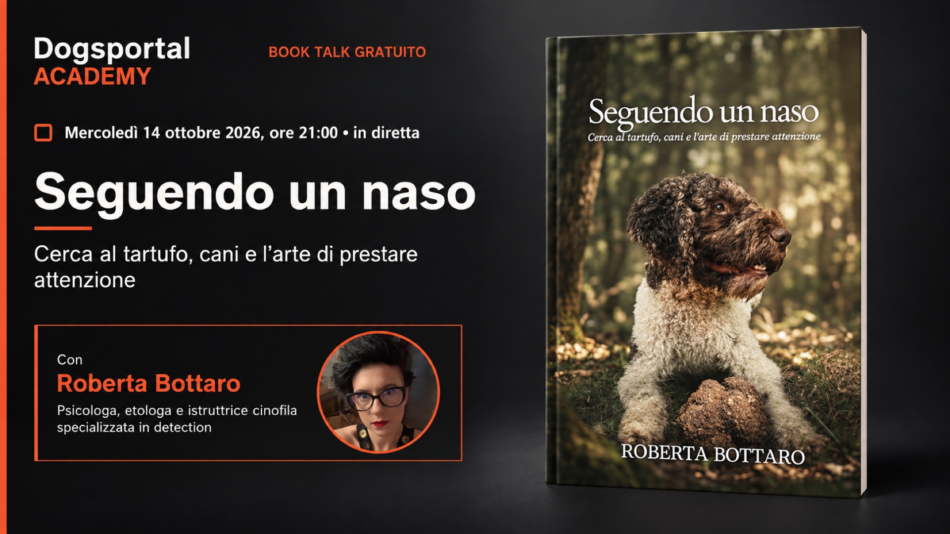 Roberta Bottaro e la copertina del libro Seguendo un naso